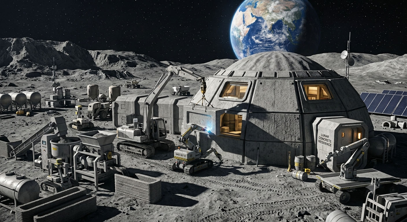 Concrete on the moon
